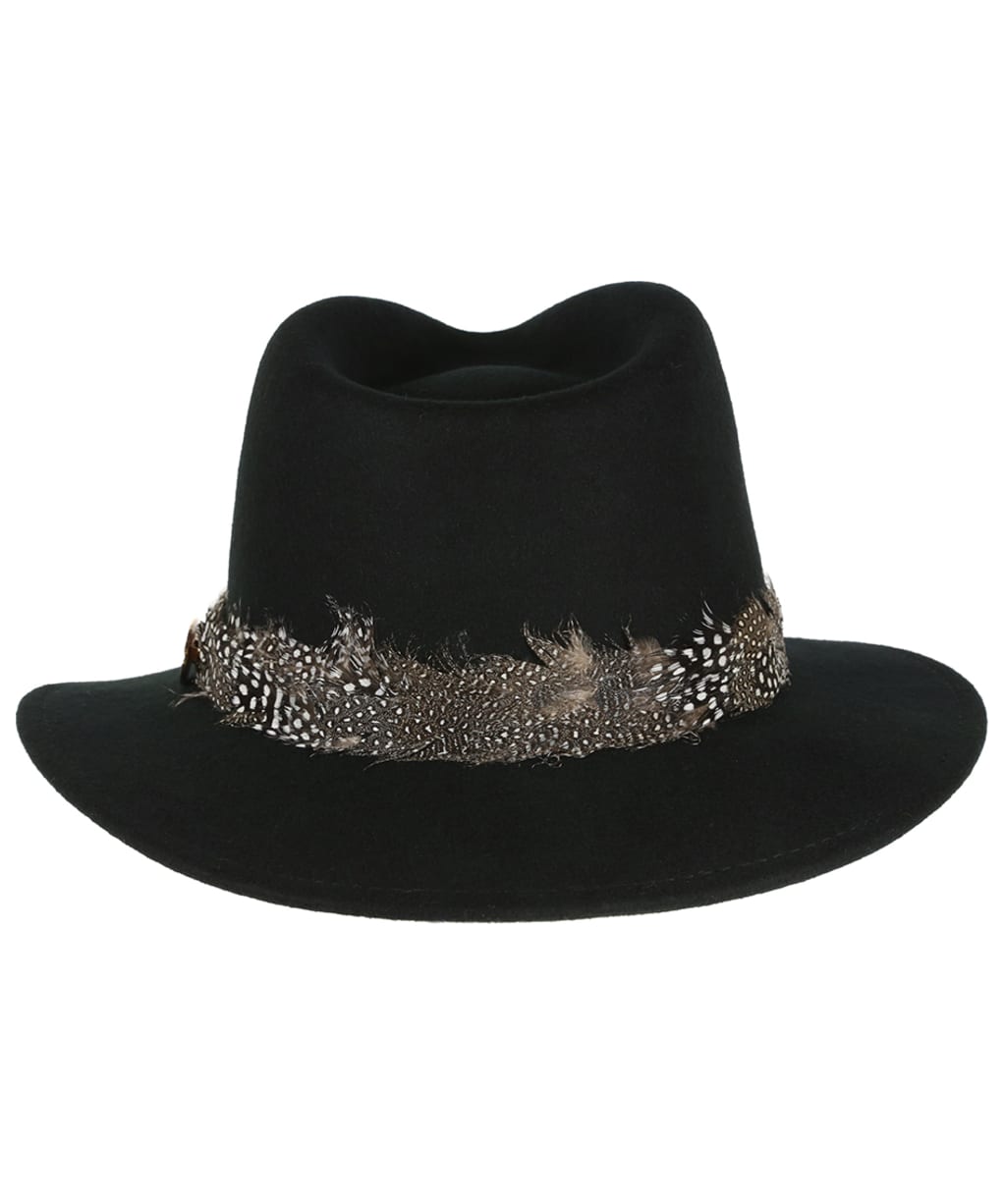 Women’s Hicks & Brown The Suffolk Fedora - Guinea Feather Wrap - Black
