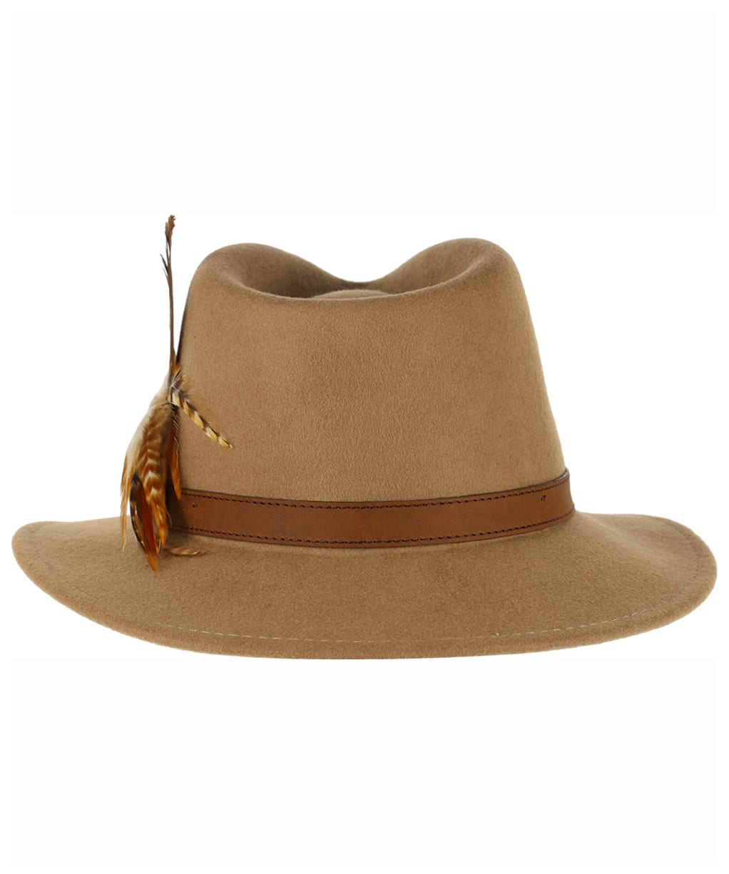 Women’s Hicks & Brown The Suffolk Fedora - Gamebird Feather - Camel