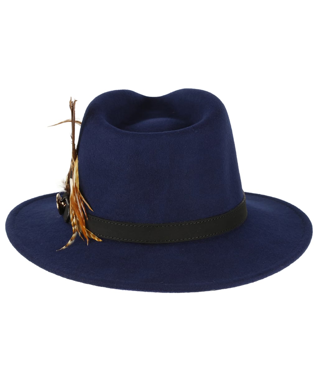 Women’s Hicks & Brown The Suffolk Fedora - Gamebird Feather - Navy