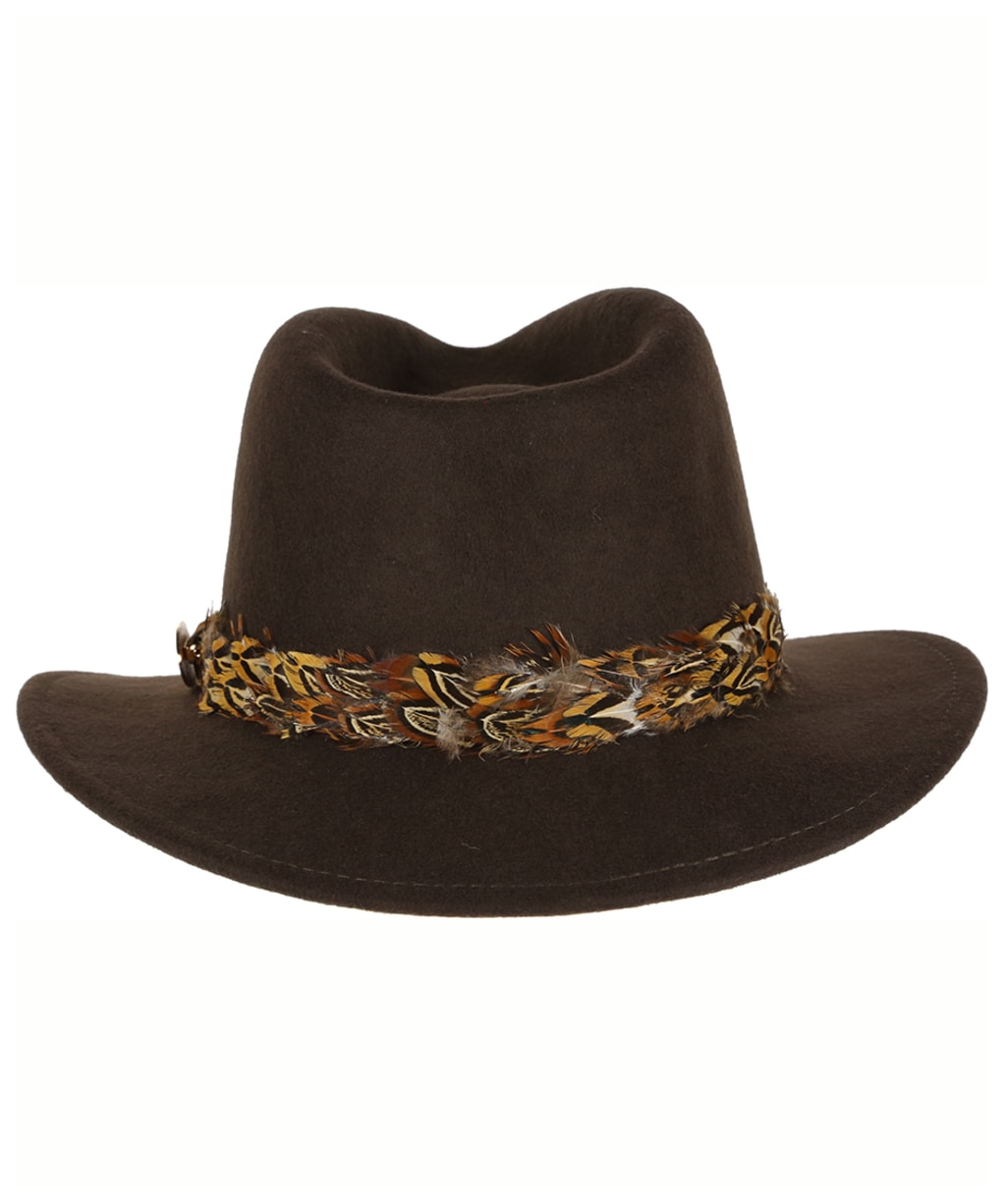 Women’s Hicks & Brown The Suffolk Fedora - Pheasant Feather Wrap - Brown