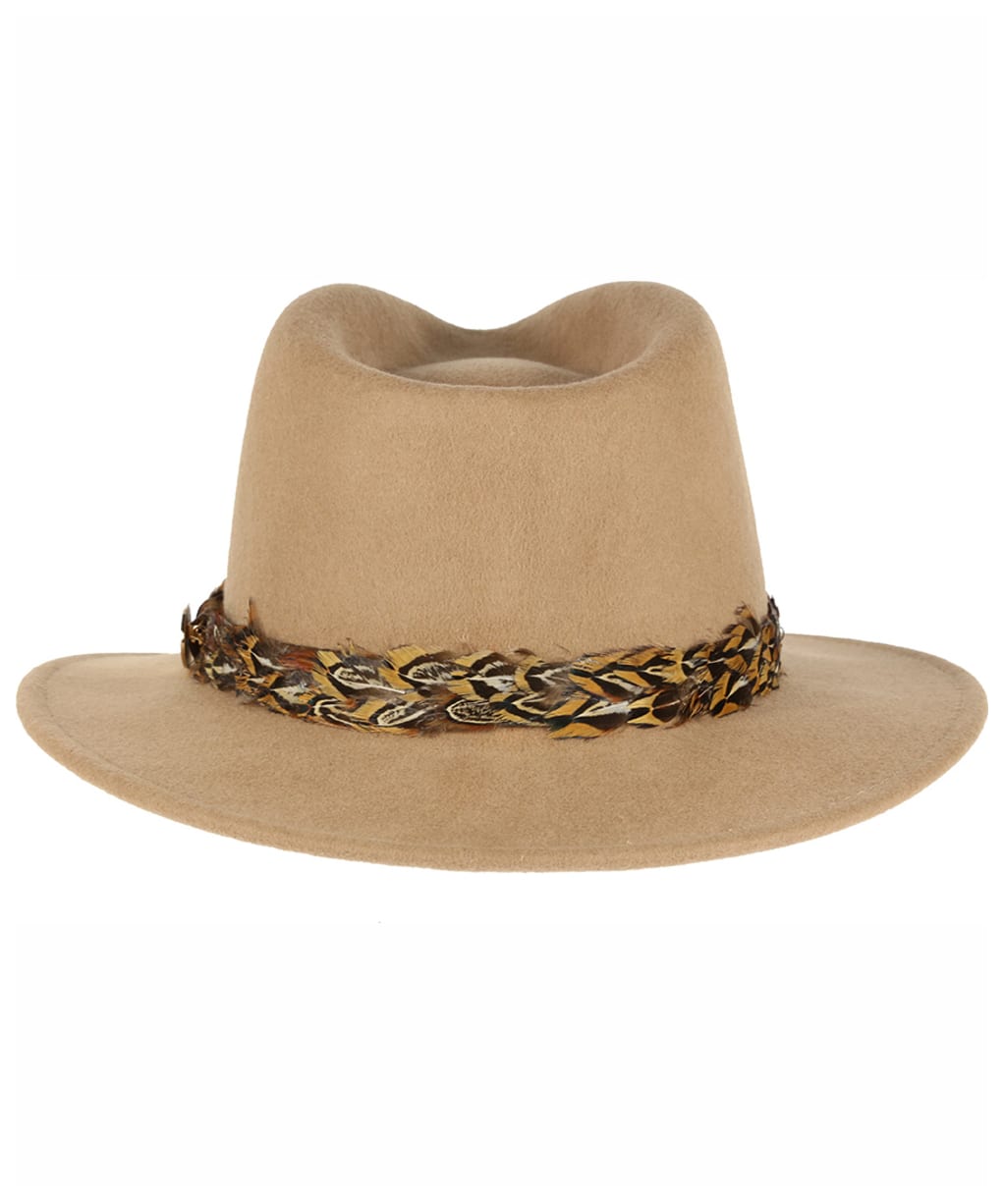 Women’s Hicks & Brown The Suffolk Fedora - Pheasant Feather Wrap - Camel