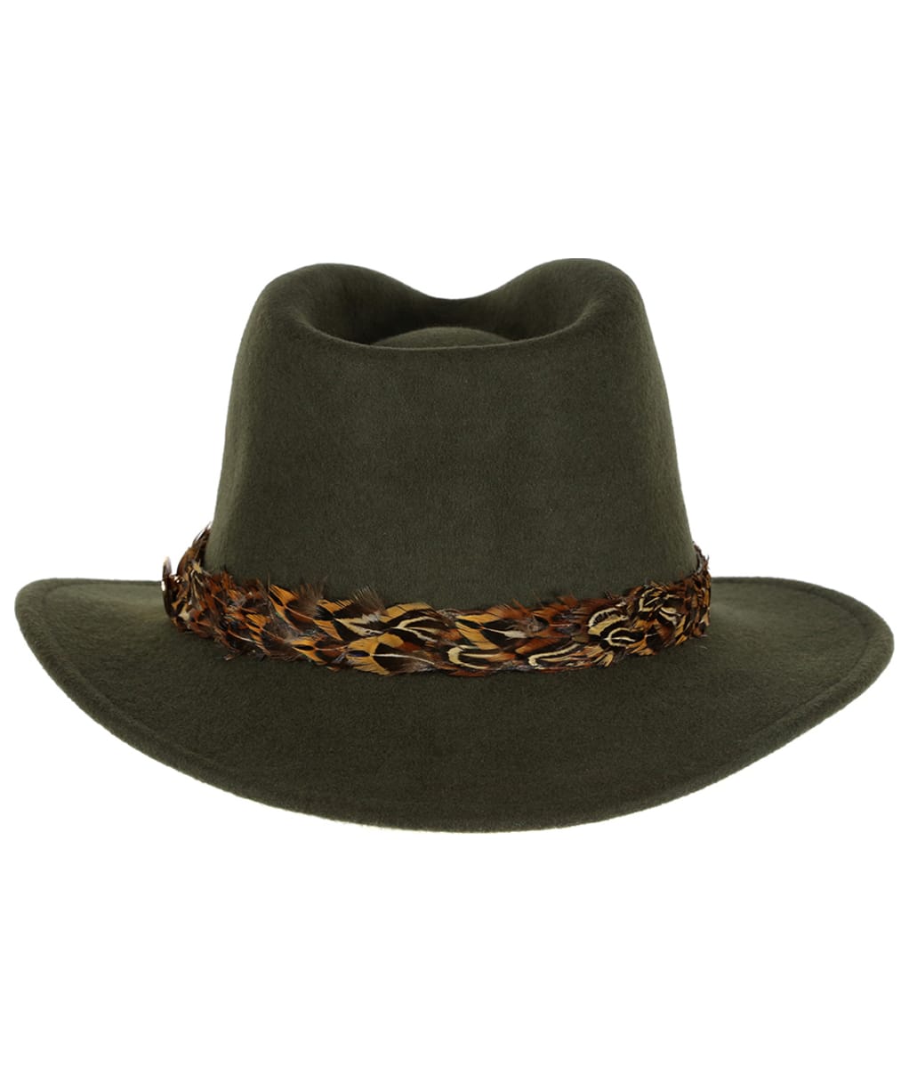 Women’s Hicks & Brown The Suffolk Fedora - Pheasant Feather Wrap - Olive