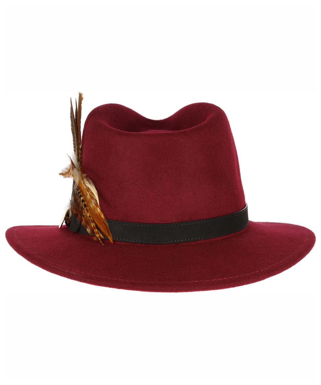 Women’s Hicks & Brown The Suffolk Fedora - Gamebird Feather - Maroon