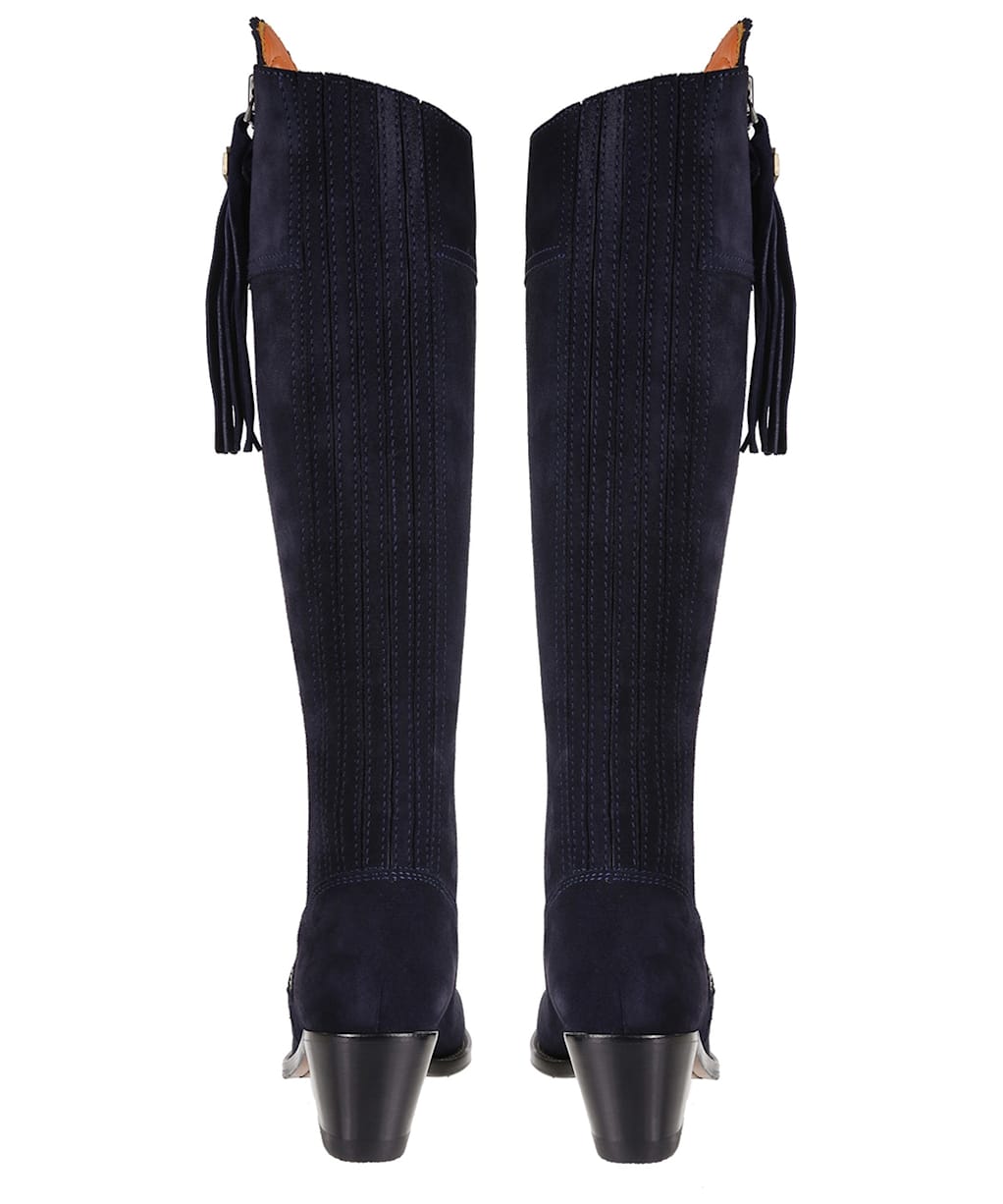 Women's Fairfax & Favor Heeled Regina Boots - Navy Blue Suede