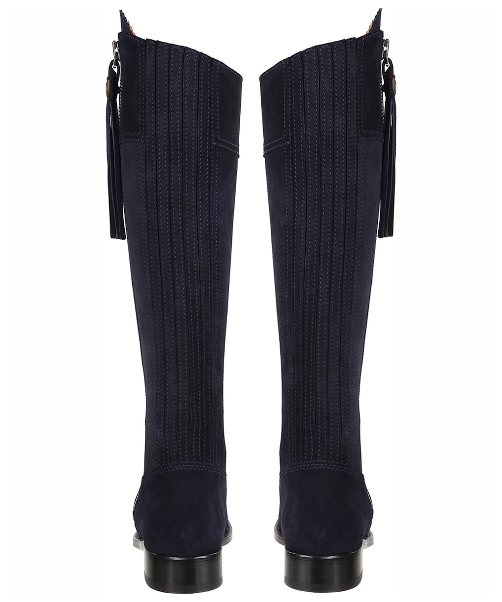 Women's Fairfax & Favor Flat Regina Boots - Navy Blue Suede