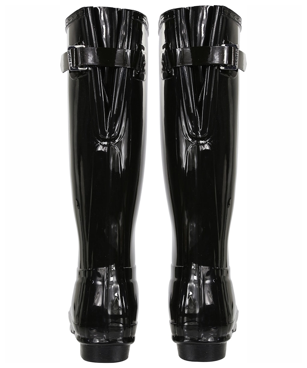 Women's Hunter Original Back Adjustable Gloss Wellingtons - Black