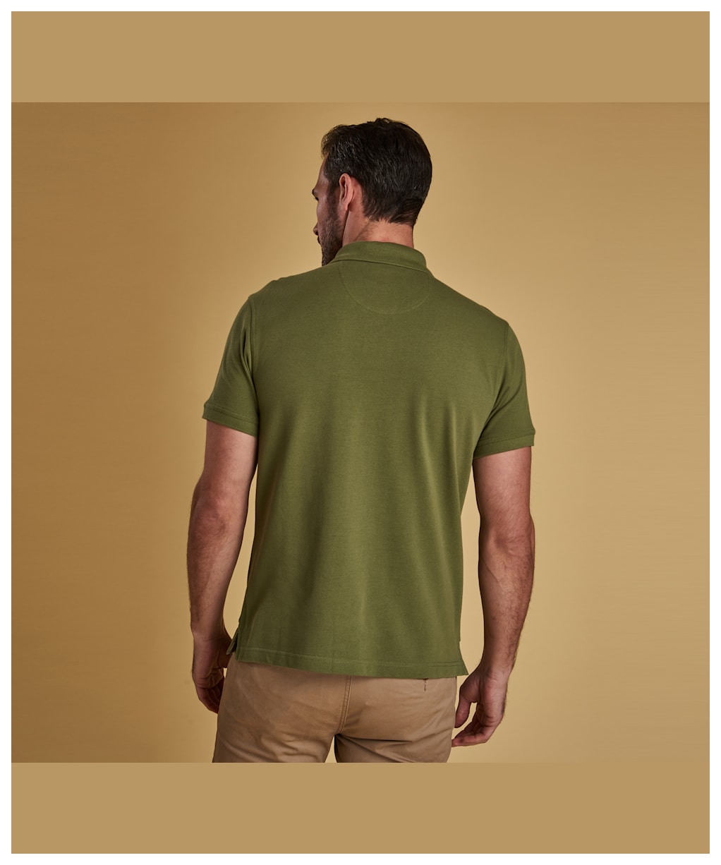 Men's Barbour Tartan Pique Polo Shirt - Burnt Olive