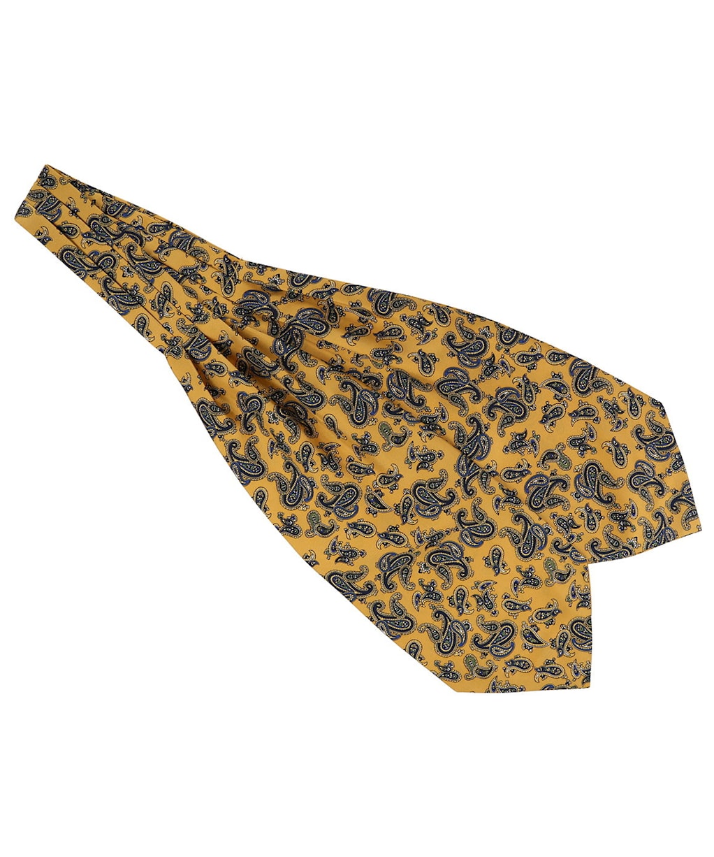 Men’s Soprano Silk Twill Paisley Cravat - Mustard