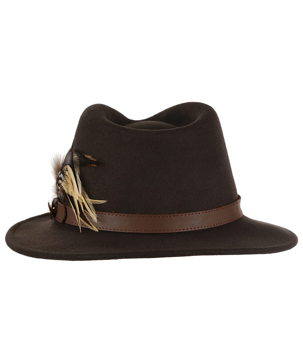 Women’s Hicks & Brown The Suffolk Fedora - Guinea and Pheasant Feather - Brown