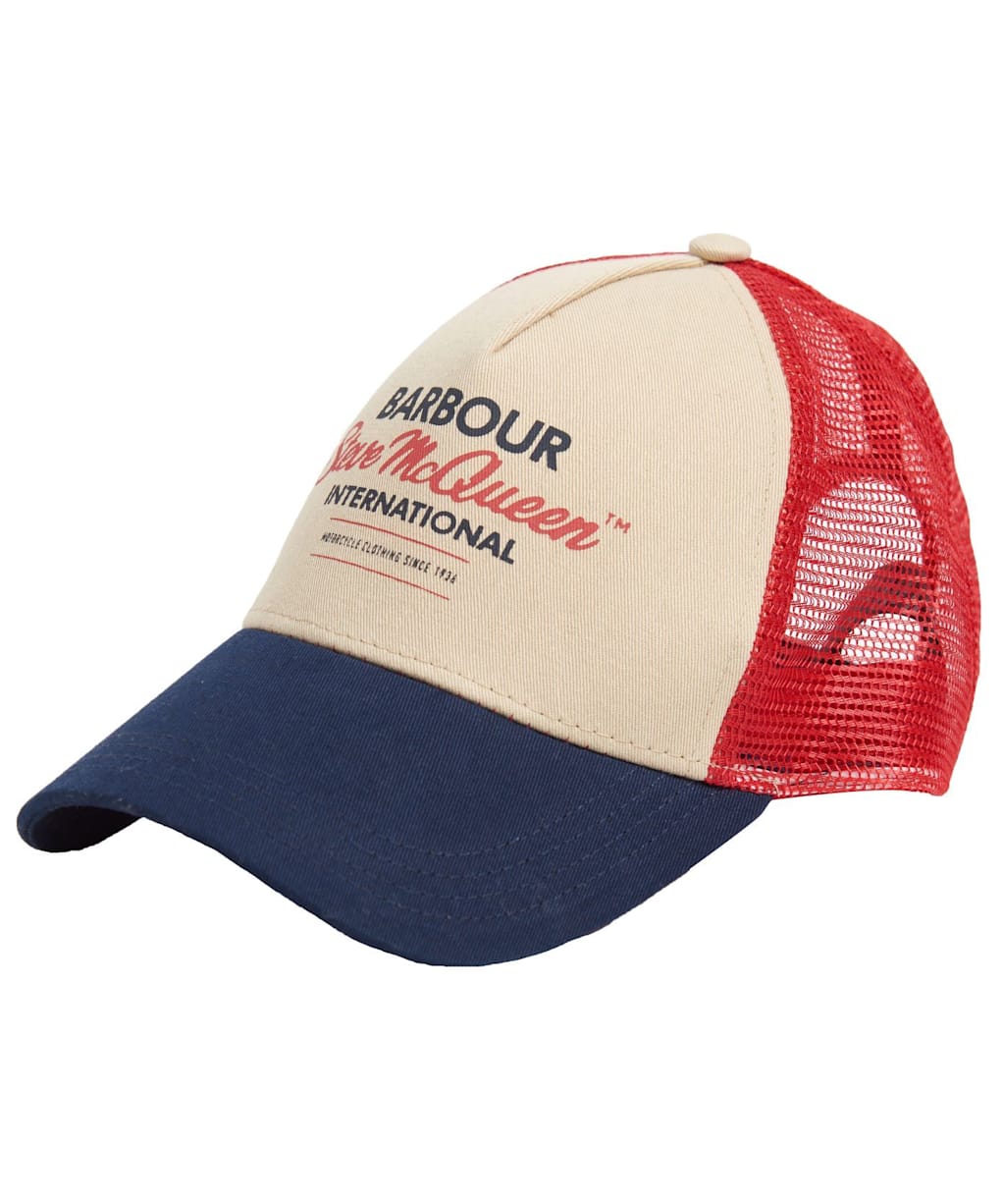 Men's Barbour International Steve McQueen Trucker Cap - Navy / Red / Stone