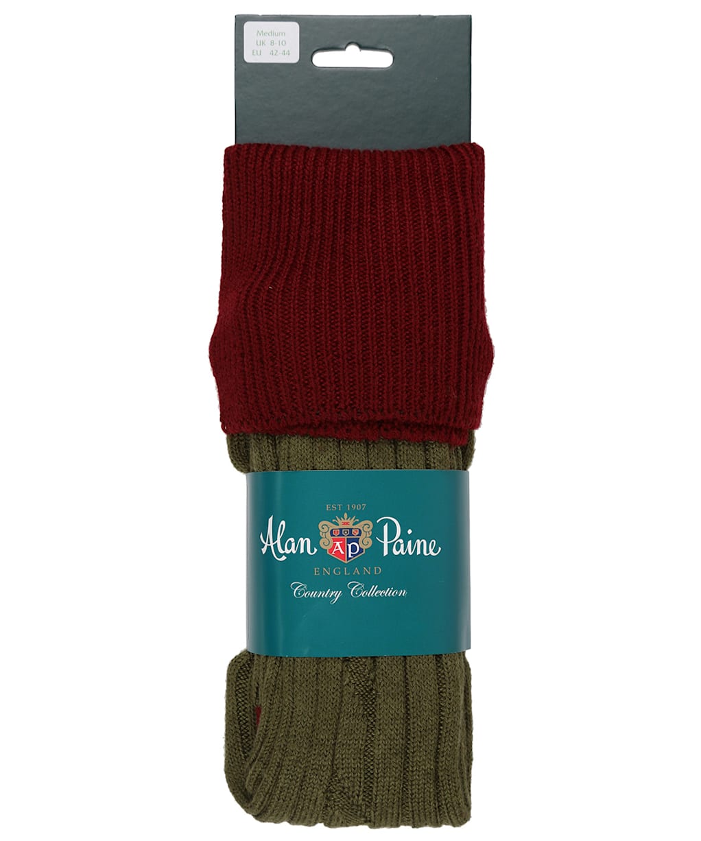 Men's Alan Paine Shooting Socks - Bordeaux / Olive