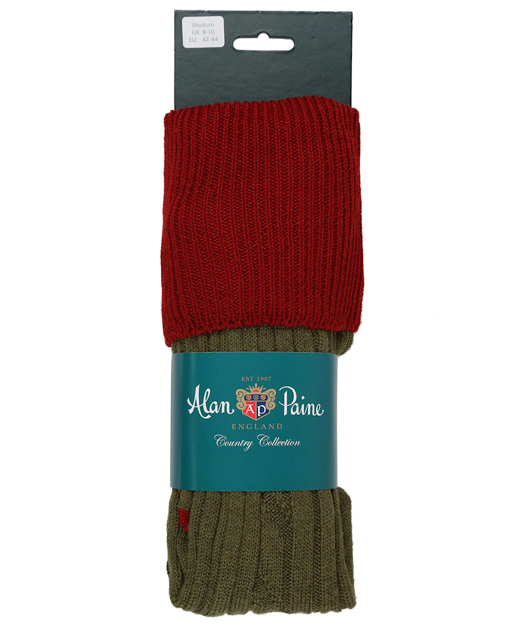 Men's Alan Paine Shooting Socks - NEW RED/OLIVE