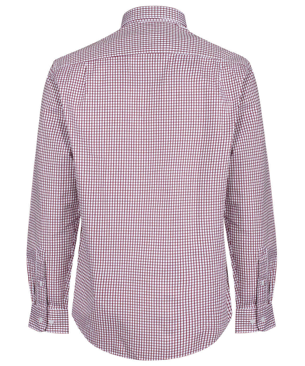 Men's R.M. Williams Collins Cotton Twill Shirt - Burgundy / White