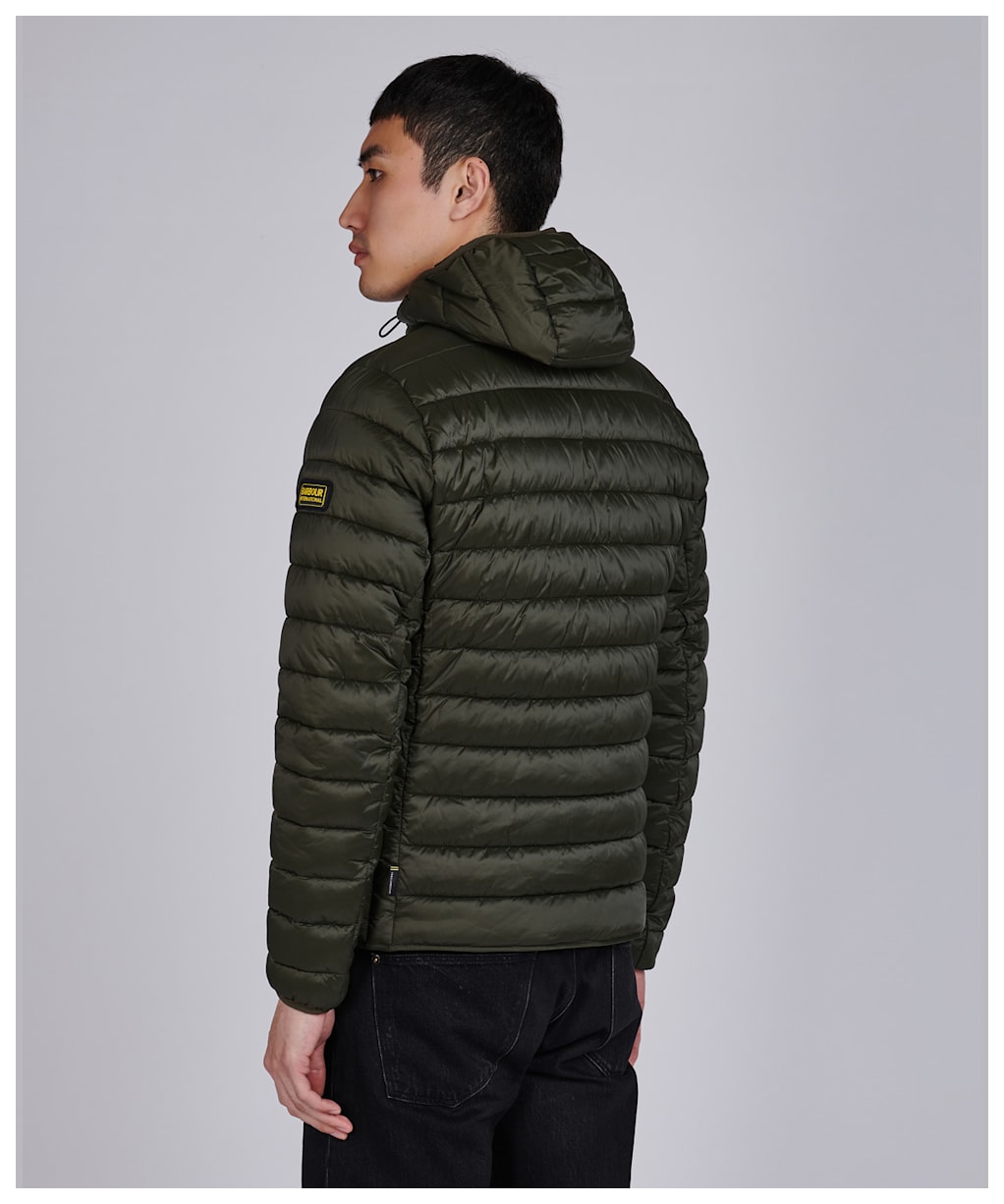 Men's Barbour International Ouston Hooded Quilted Jacket - Olive