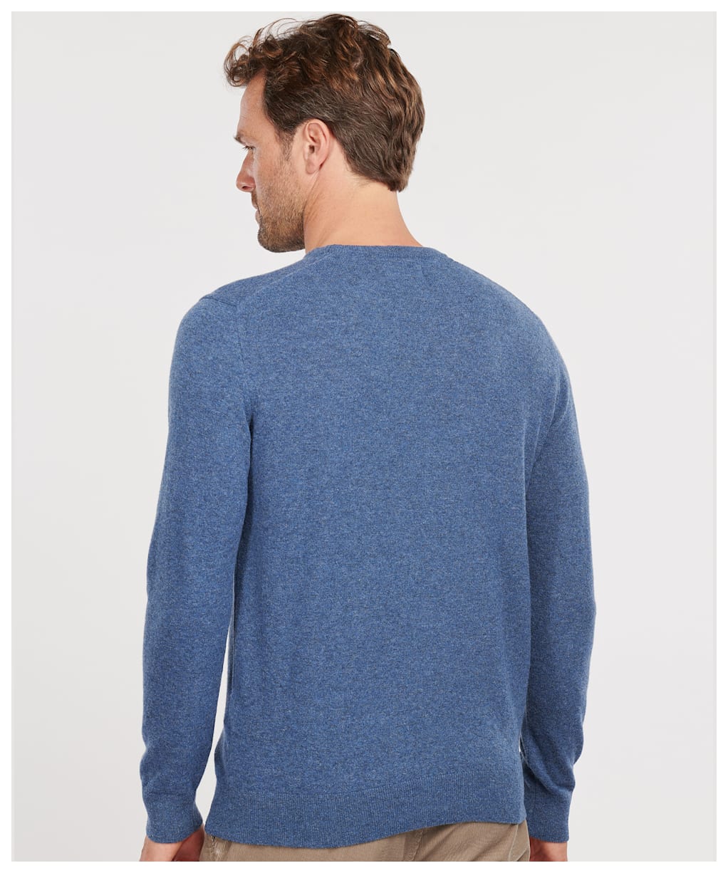 Men's Barbour Essential Lambswool Crew Neck Sweater - Sea Blue