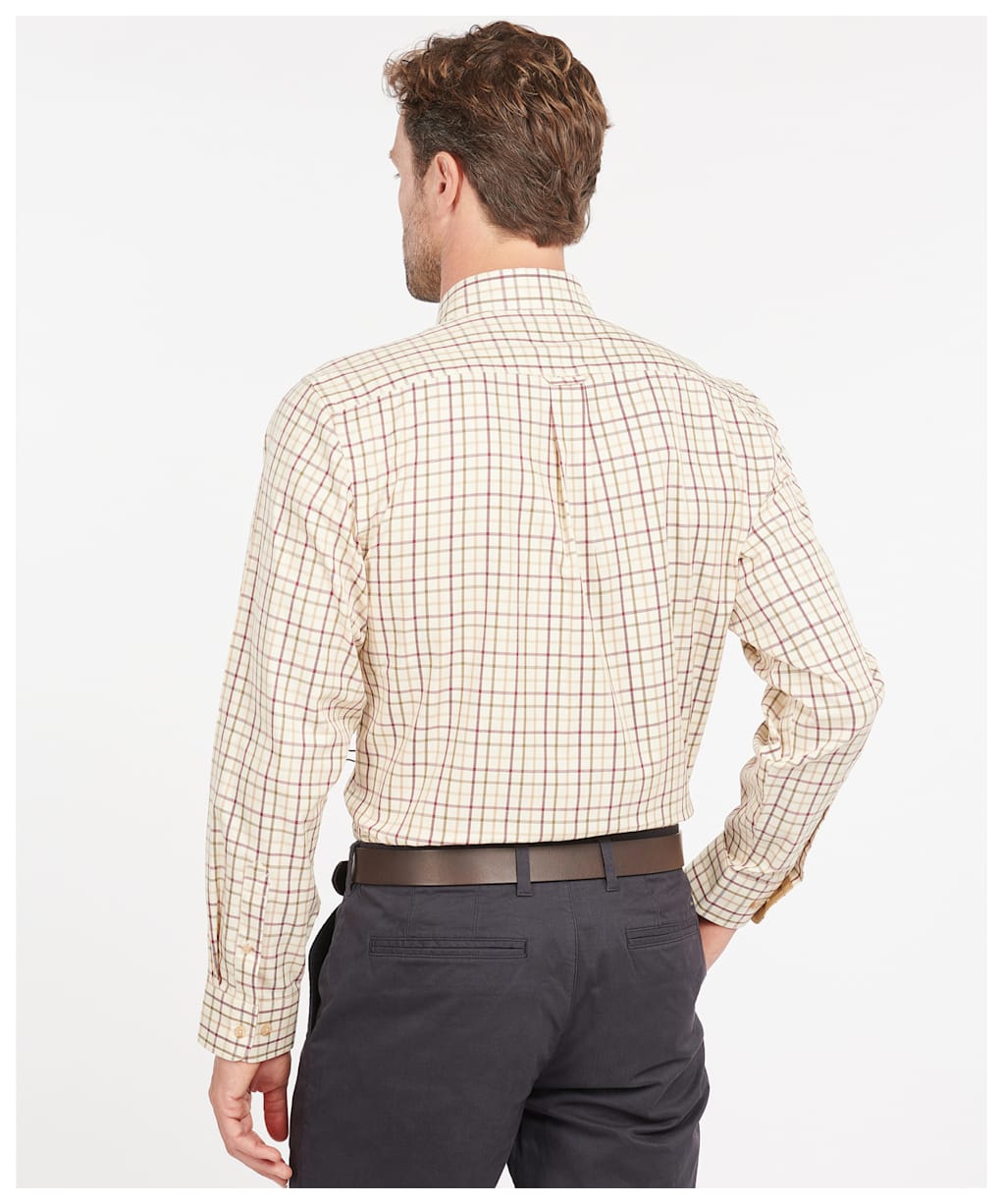 Men's Barbour Sporting Tattersall Shirt - Long Sleeve - Red / Khaki