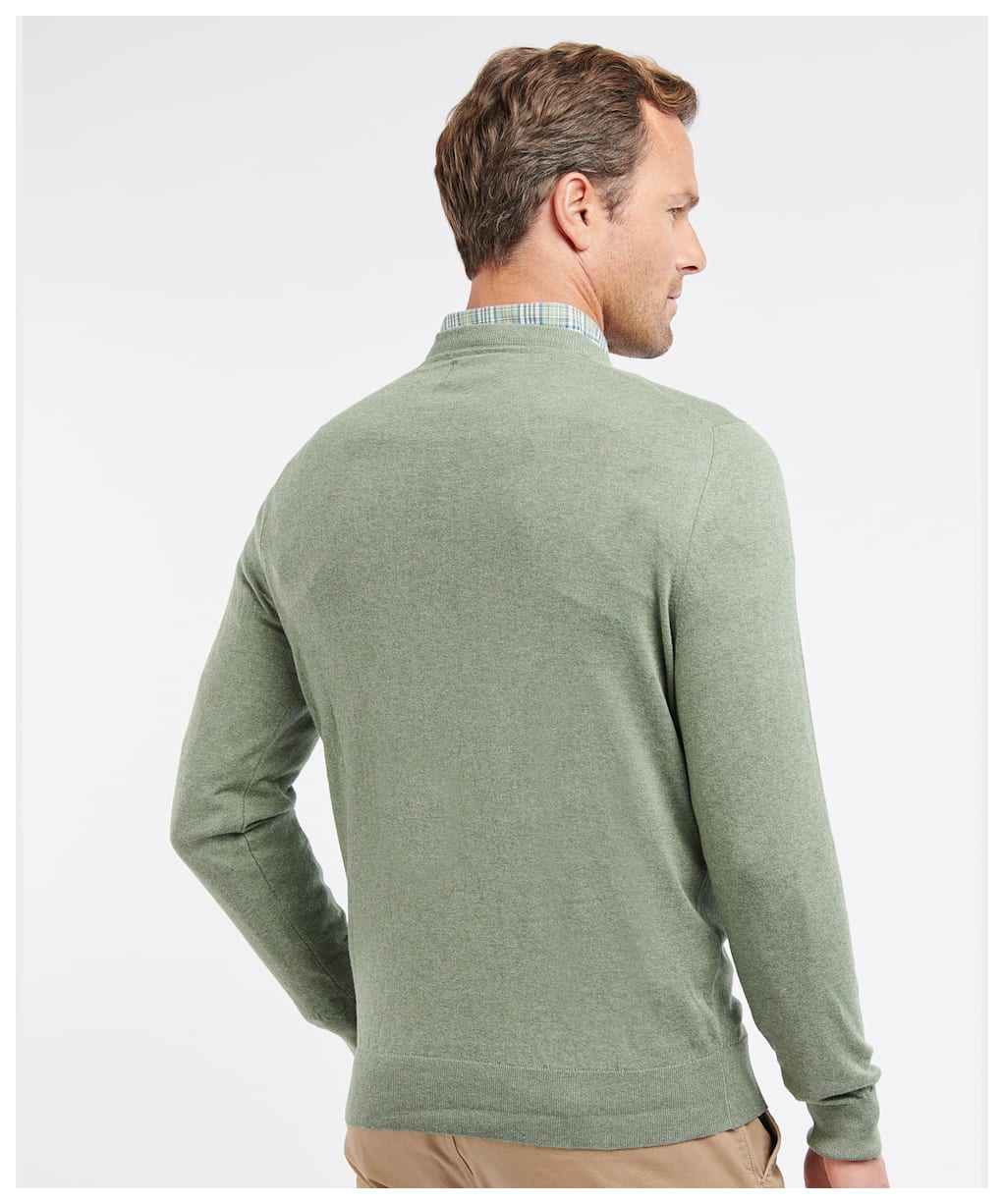 Men's Barbour Light Cotton Crew Neck Sweater - Light Moss