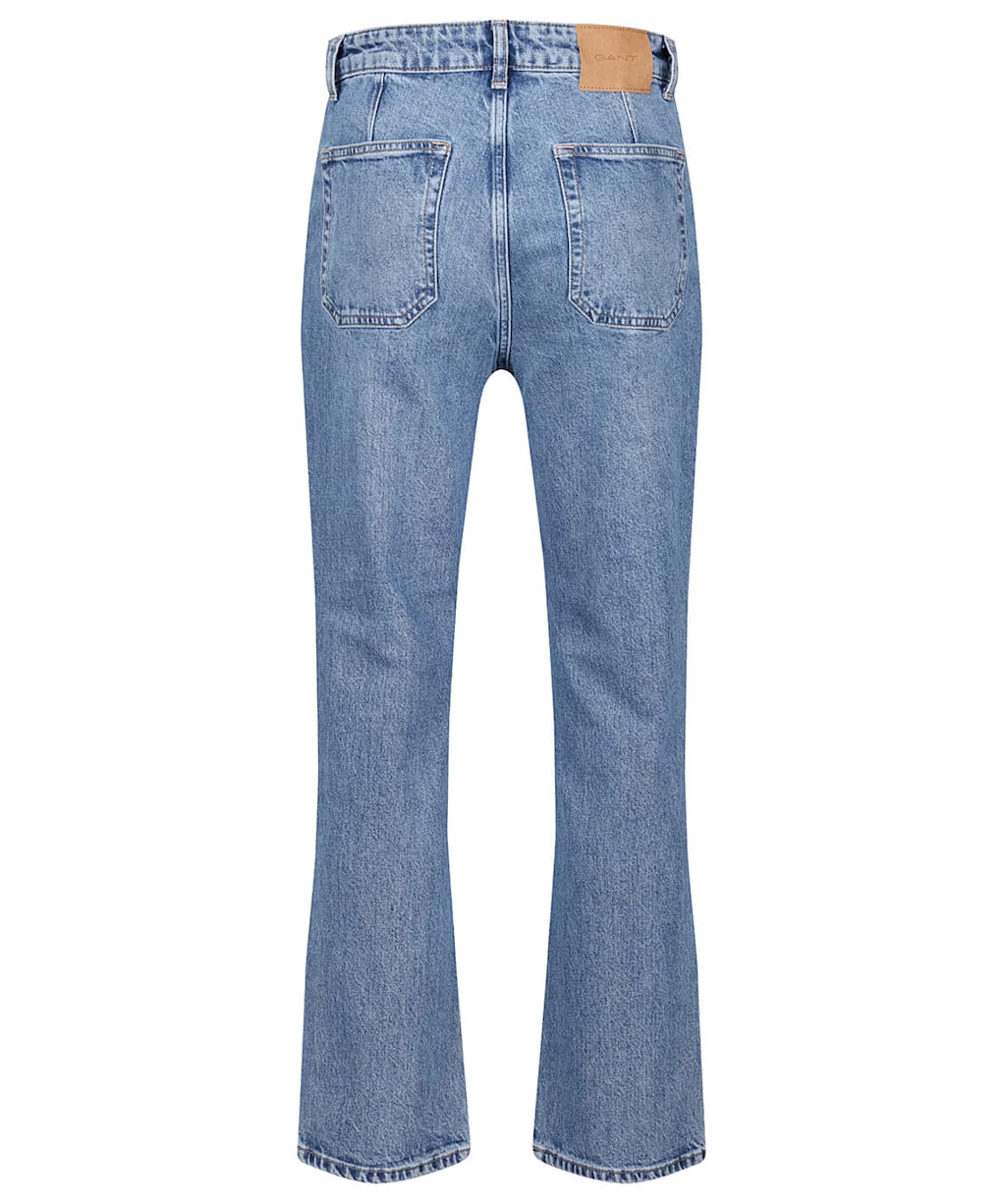 Women’s GANT Cropped Flare Jeans - Mid Blue Broken Indigo