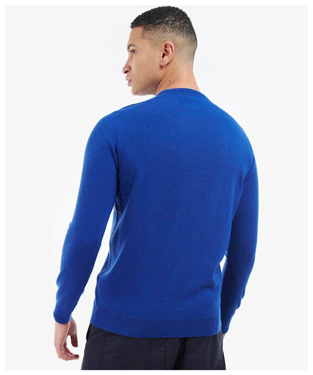 Men's Barbour Essential Lambswool Crew Neck Sweater - Bright Blue