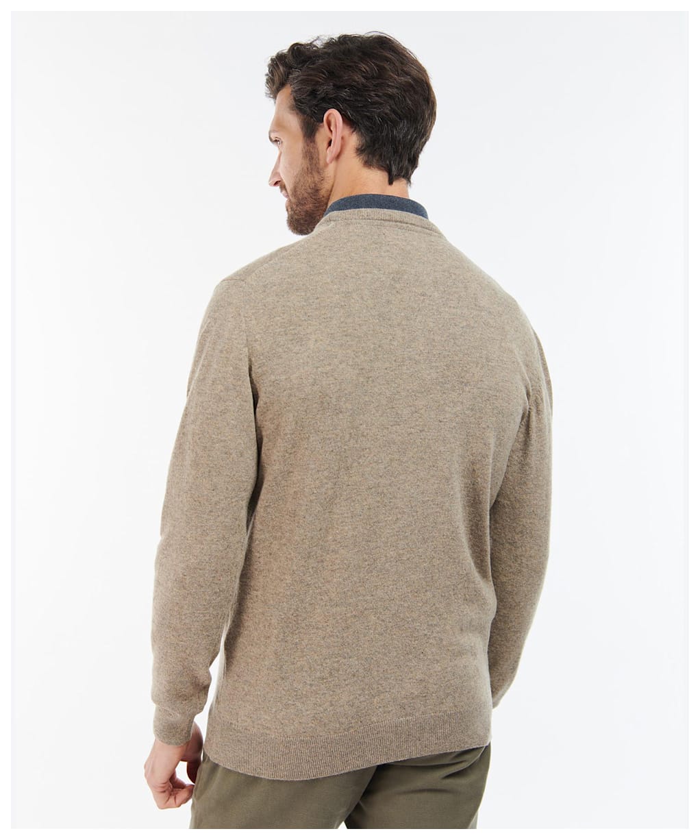 Men's Barbour Essential Lambswool Crew Neck Sweater - FOSSIL