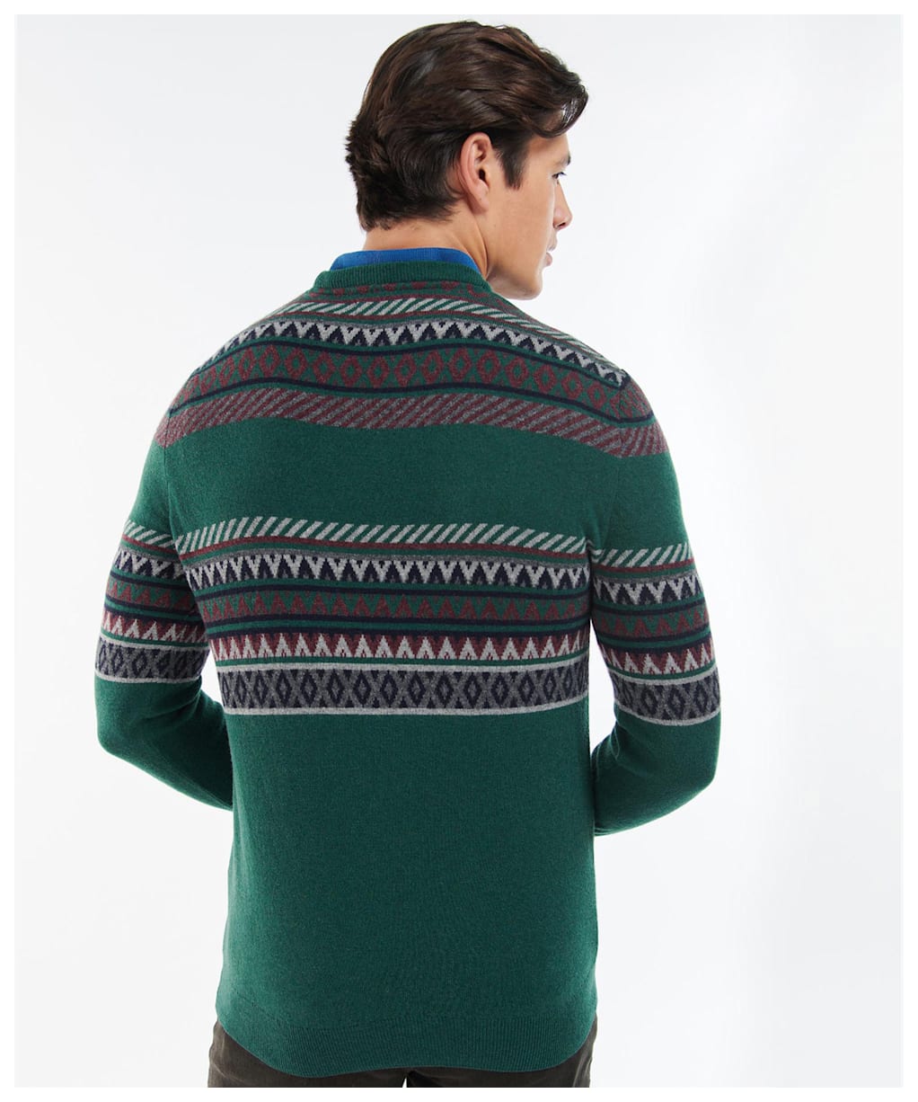 Men's Barbour Winterborne Fairisle Crew Sweatshirt - Forest