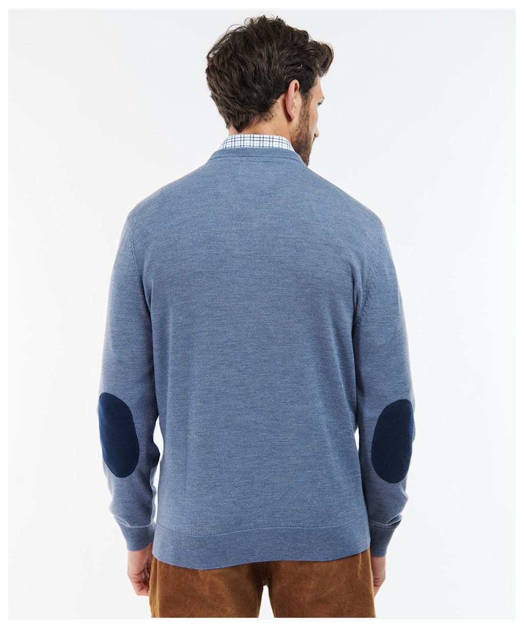 Men's Barbour Loyton Merino V-Neck Sweatshirt - Denim Blue