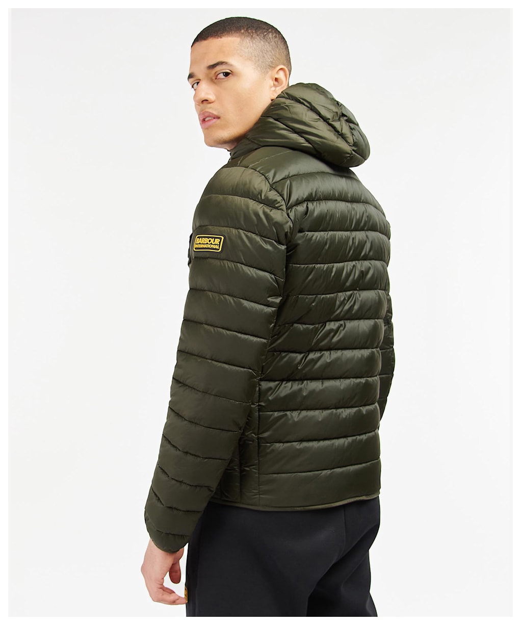 Men’s Barbour International Racer Ouston Hooded Quilted Jacket - Sage