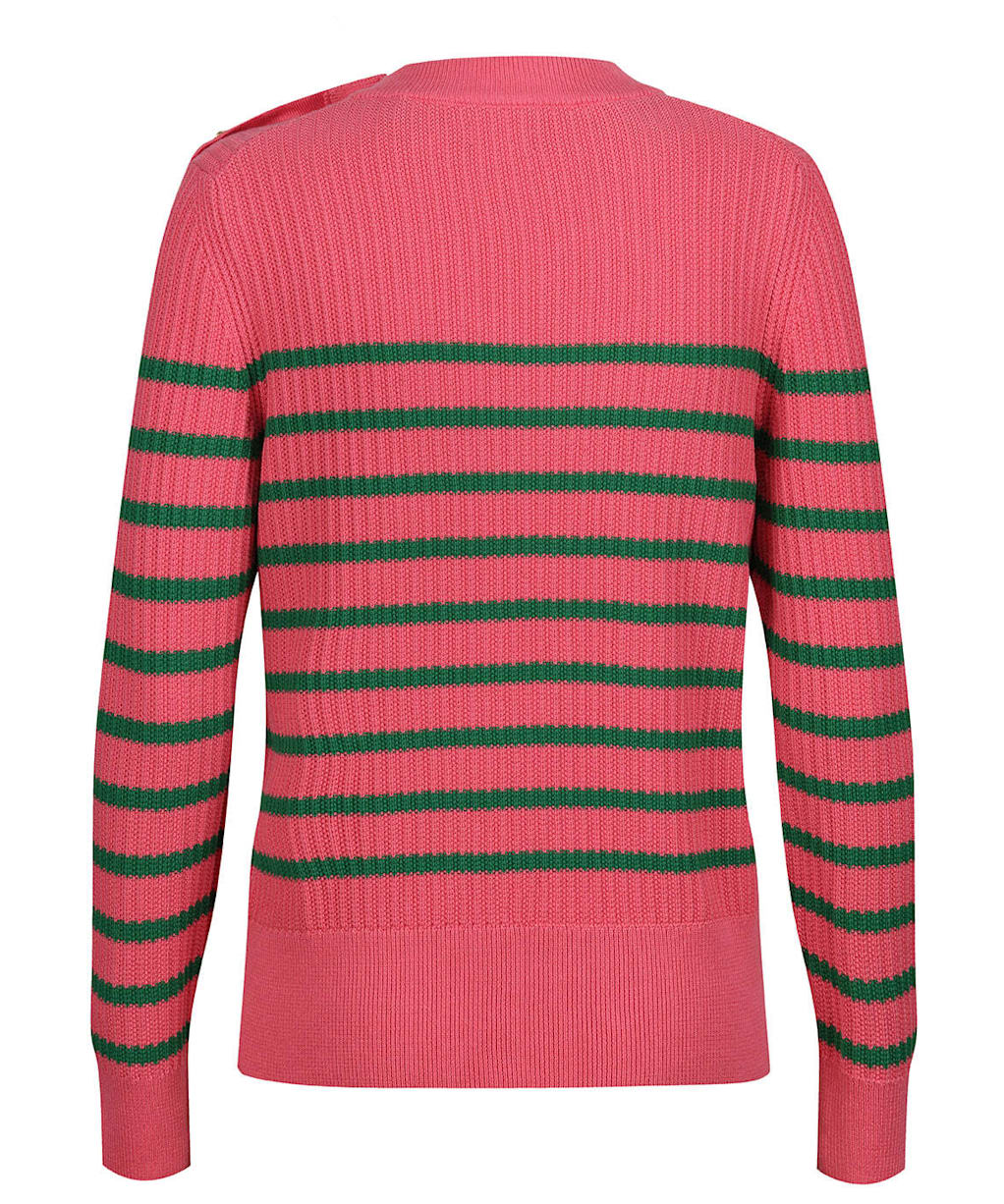 Women’s GANT Stripe Rib Pique Crew Neck - Rapture Rose