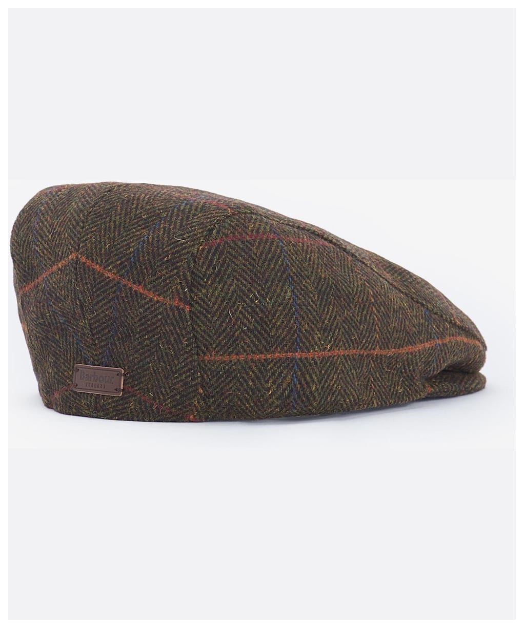Men’s Barbour Cheviot Flat Cap - Olive Herringbone