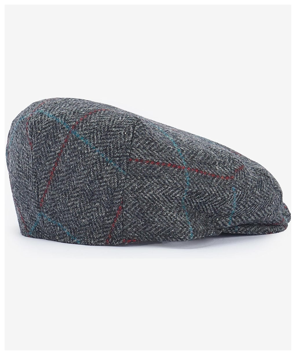 Men's Barbour Wool Crieff Flat Cap - Charcoal/Red/Blue