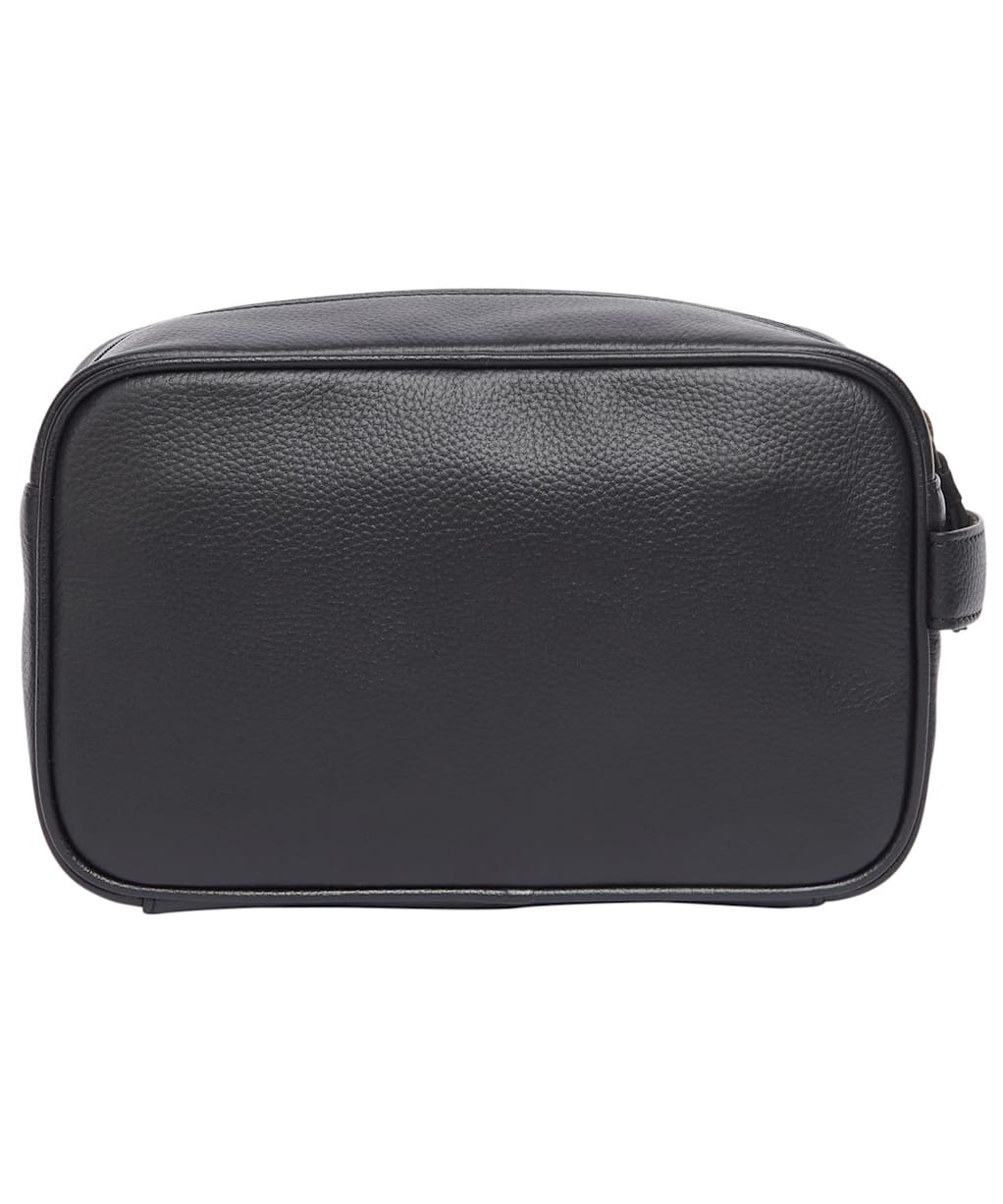 Men's Barbour Debossed Logo Leather Washbag - Black