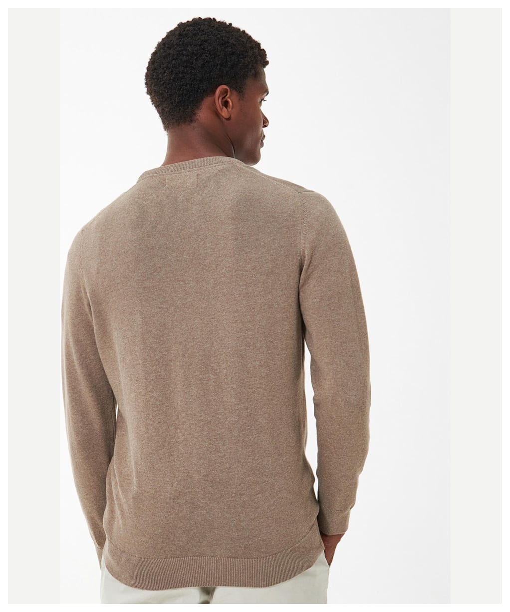 Men's Barbour Pima Cotton Crew Neck Sweater - Military Brown