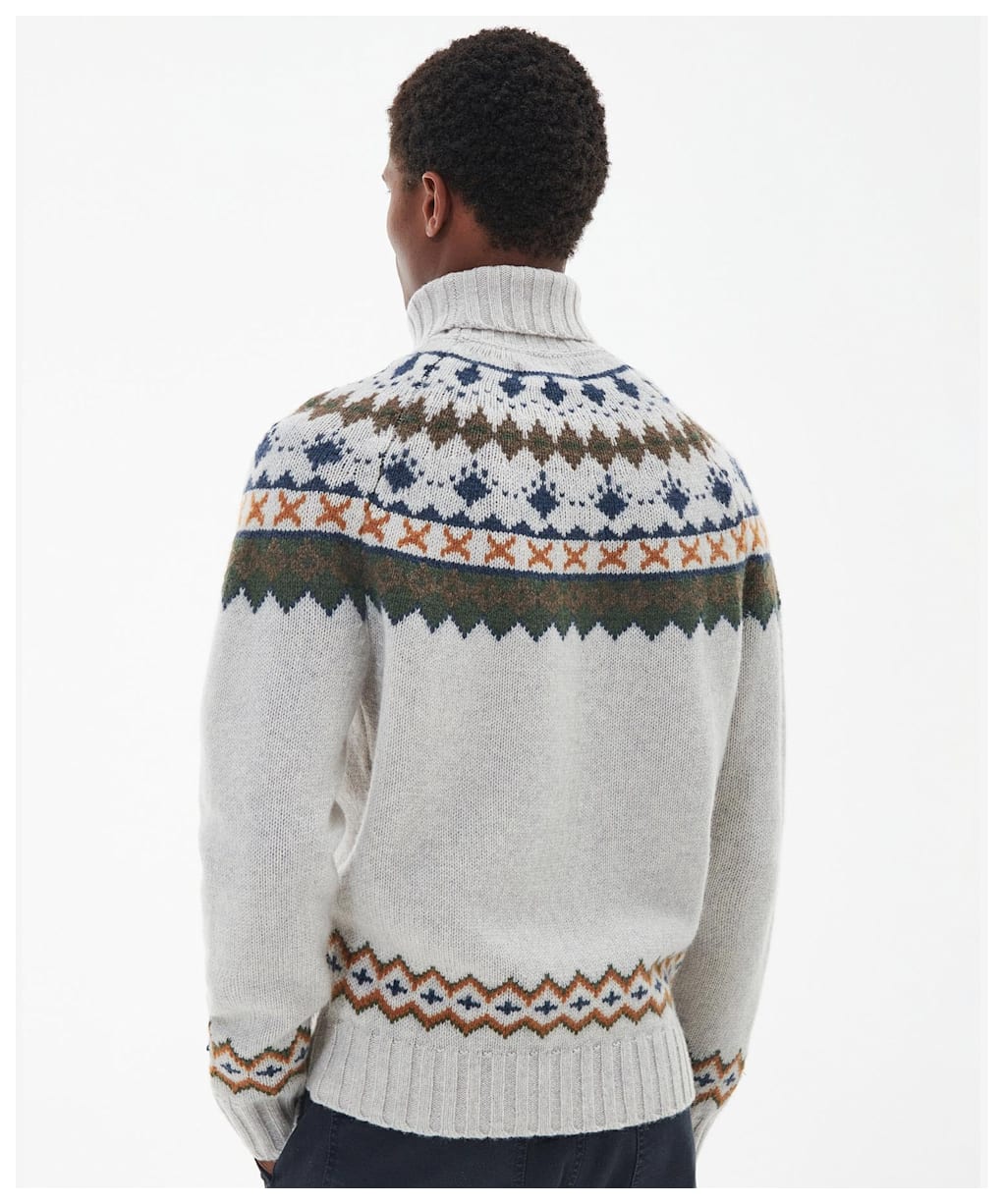 Men's Barbour Roose Fair Isle Rollneck - Whisper White