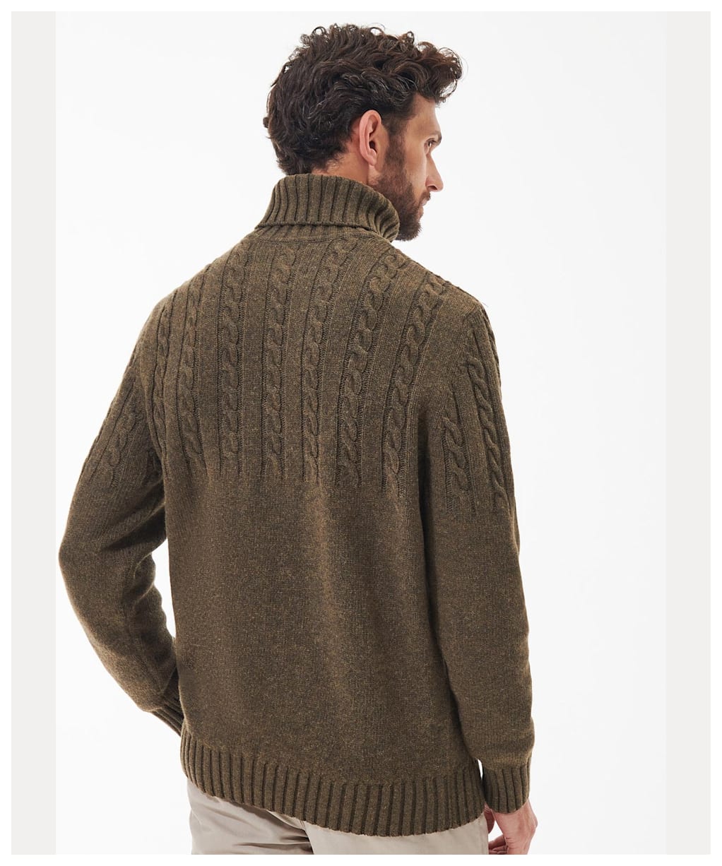 Men's Barbour Duffle Cable Rollneck - Willow Green