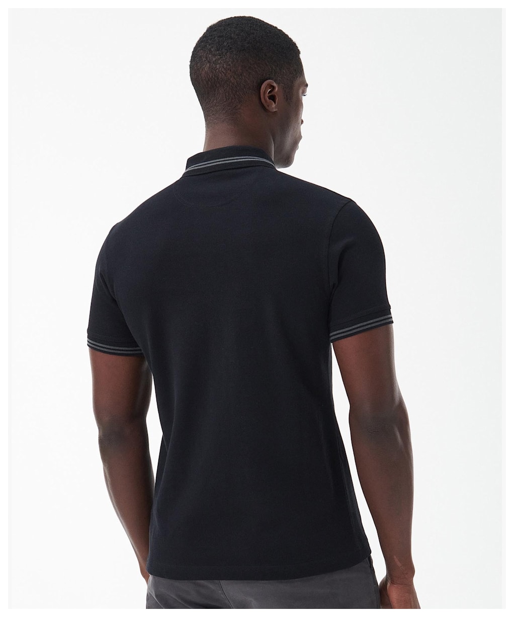 Men's Barbour International Essential Tipped Polo Shirt - Black / Grey