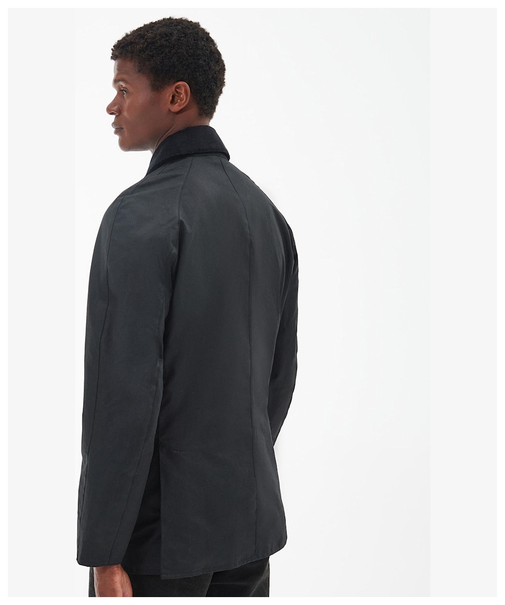 Men's Barbour Ashby Waxed Jacket - Black / Classic Tartan