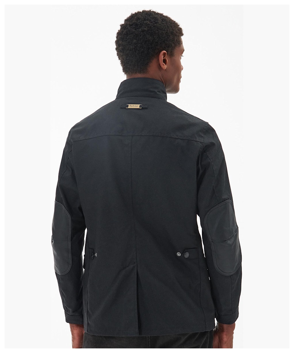 Men's Barbour Ogston Waxed Jacket - Black / Classic Tartan