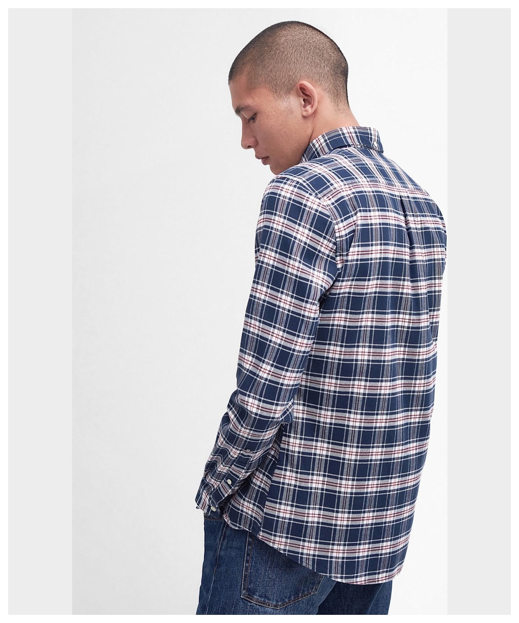 Men's Barbour Langton Long Sleeve Tailored Cotton Shirt - Navy