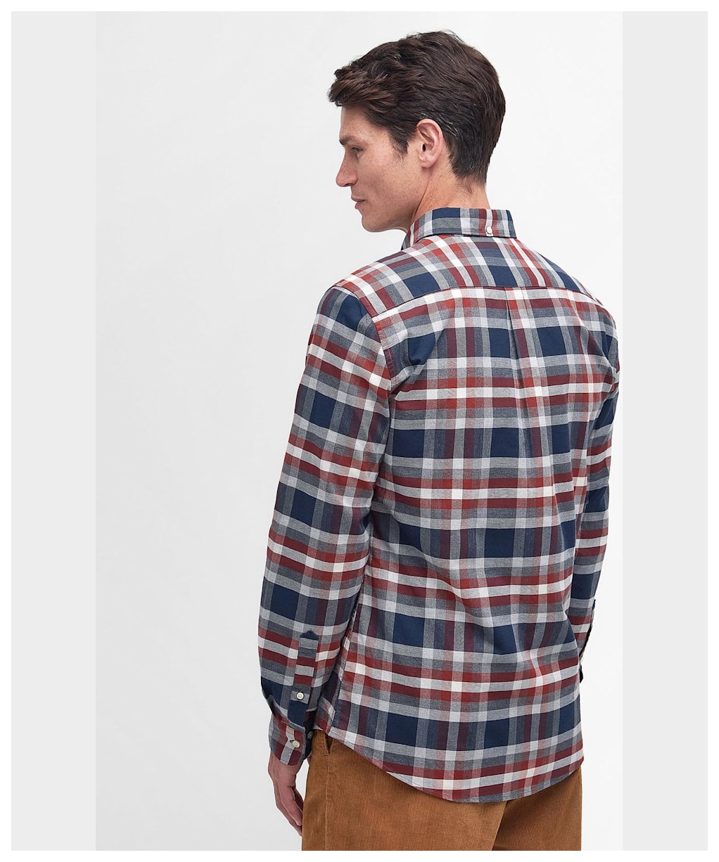 Men's Barbour Bowmont Long Sleeve Tailored Cotton Shirt - Fired Brick