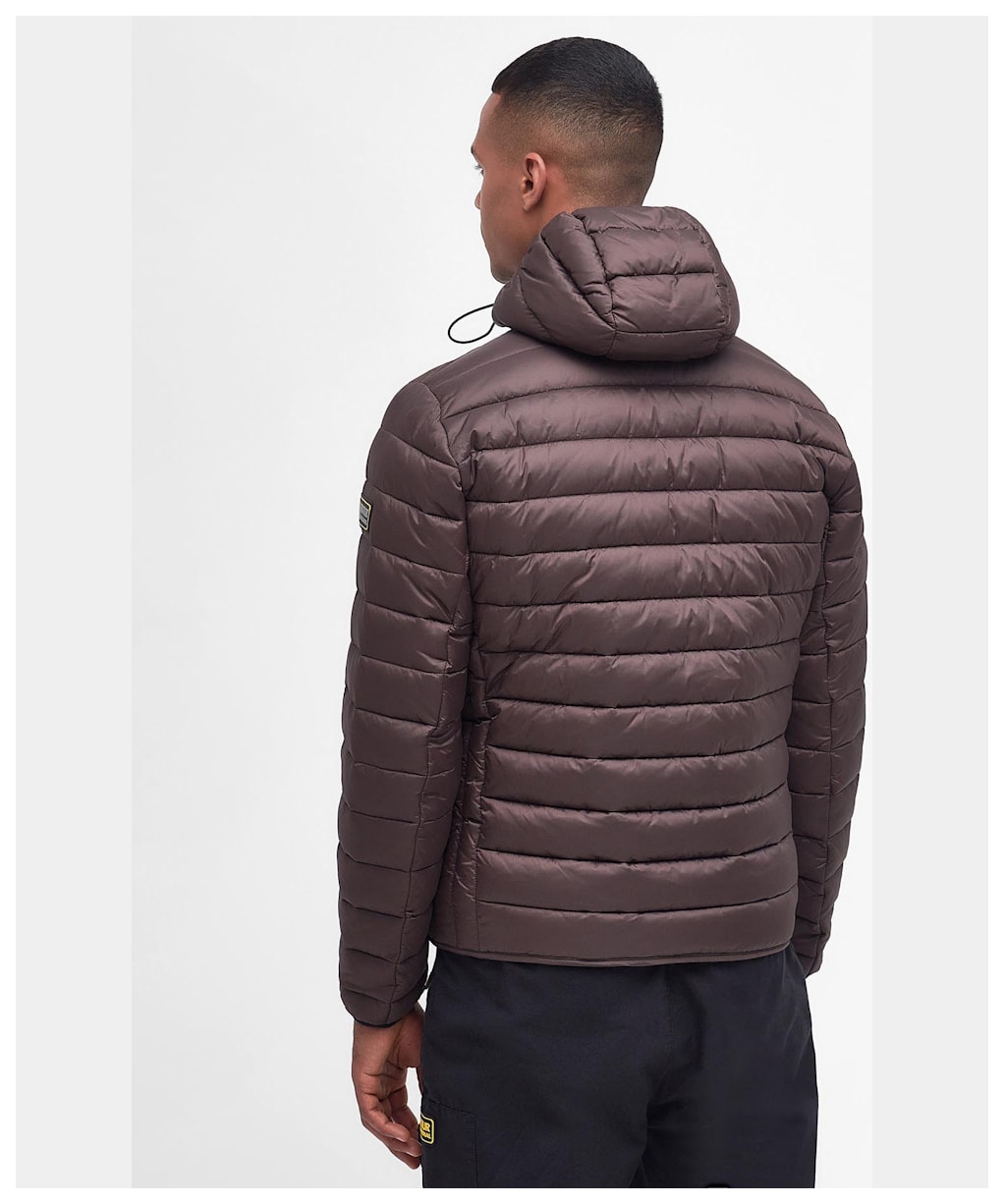 Men’s Barbour International Racer Ouston Hooded Quilted Jacket - Bitter Chocolate