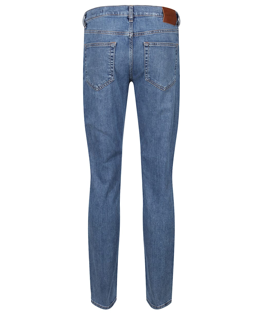 Men's GANT Classic Slim Fit Mid Rise Jeans - Mid Blue Worn In