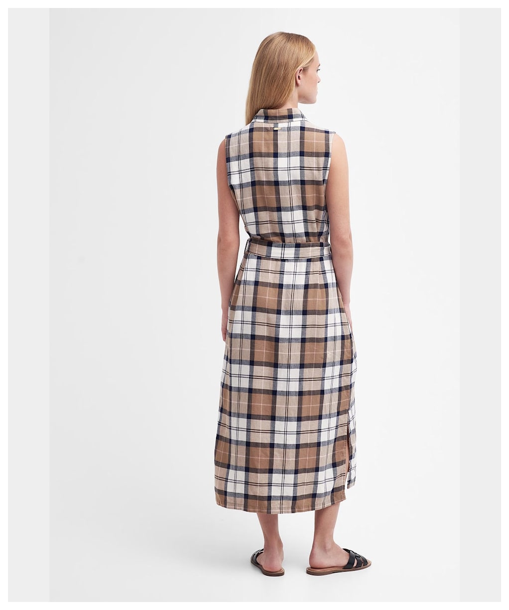 Women's Barbour Caroline Sleeveless Checked Midi Dress - Primrose Hessian