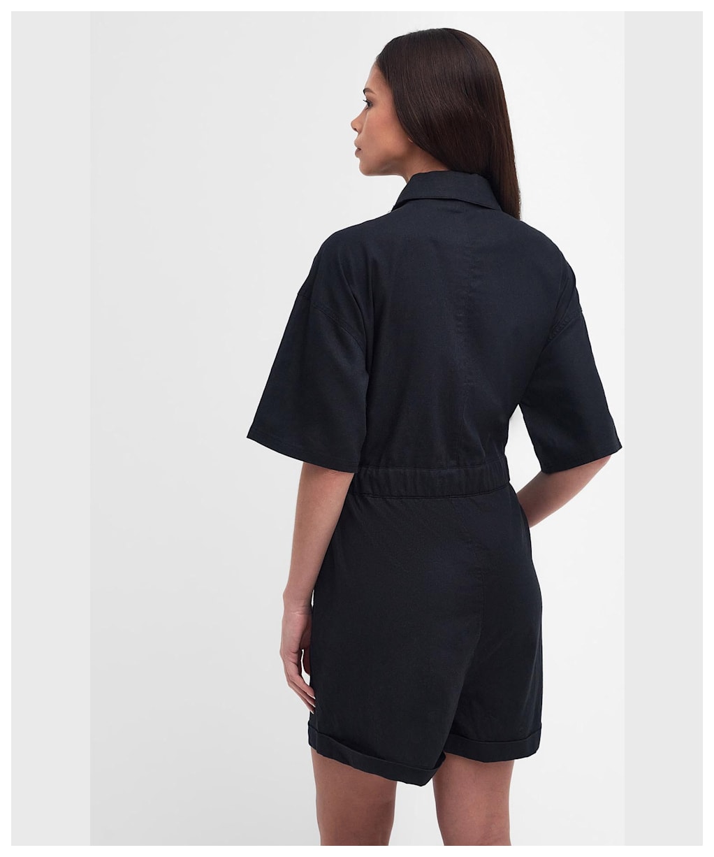 Women's Barbour International Rosell Cotton Linen Blend Playsuit - Black