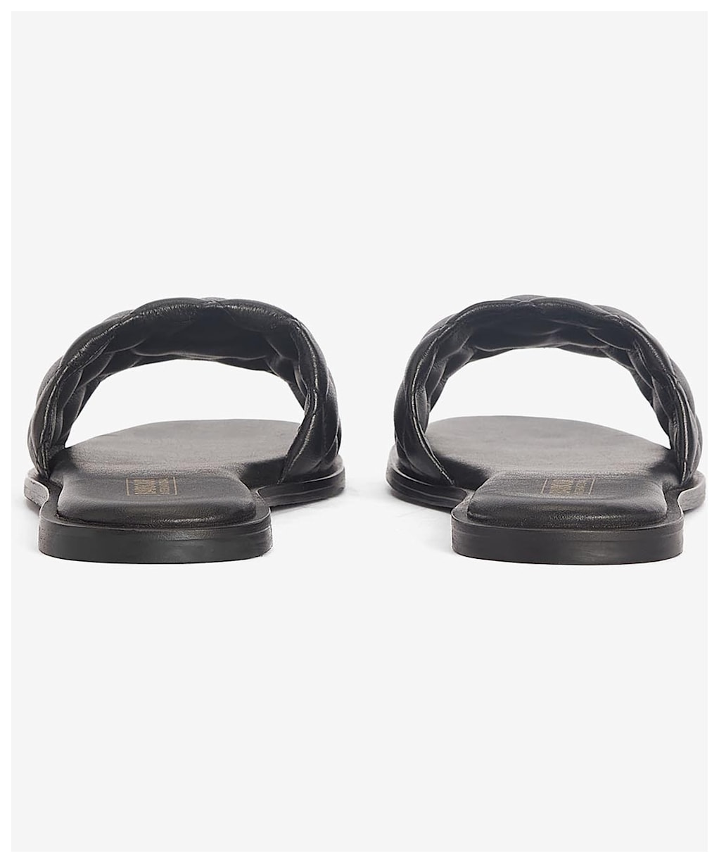 Women's Barbour International Kinghorn Leather Slider Sandals - Black