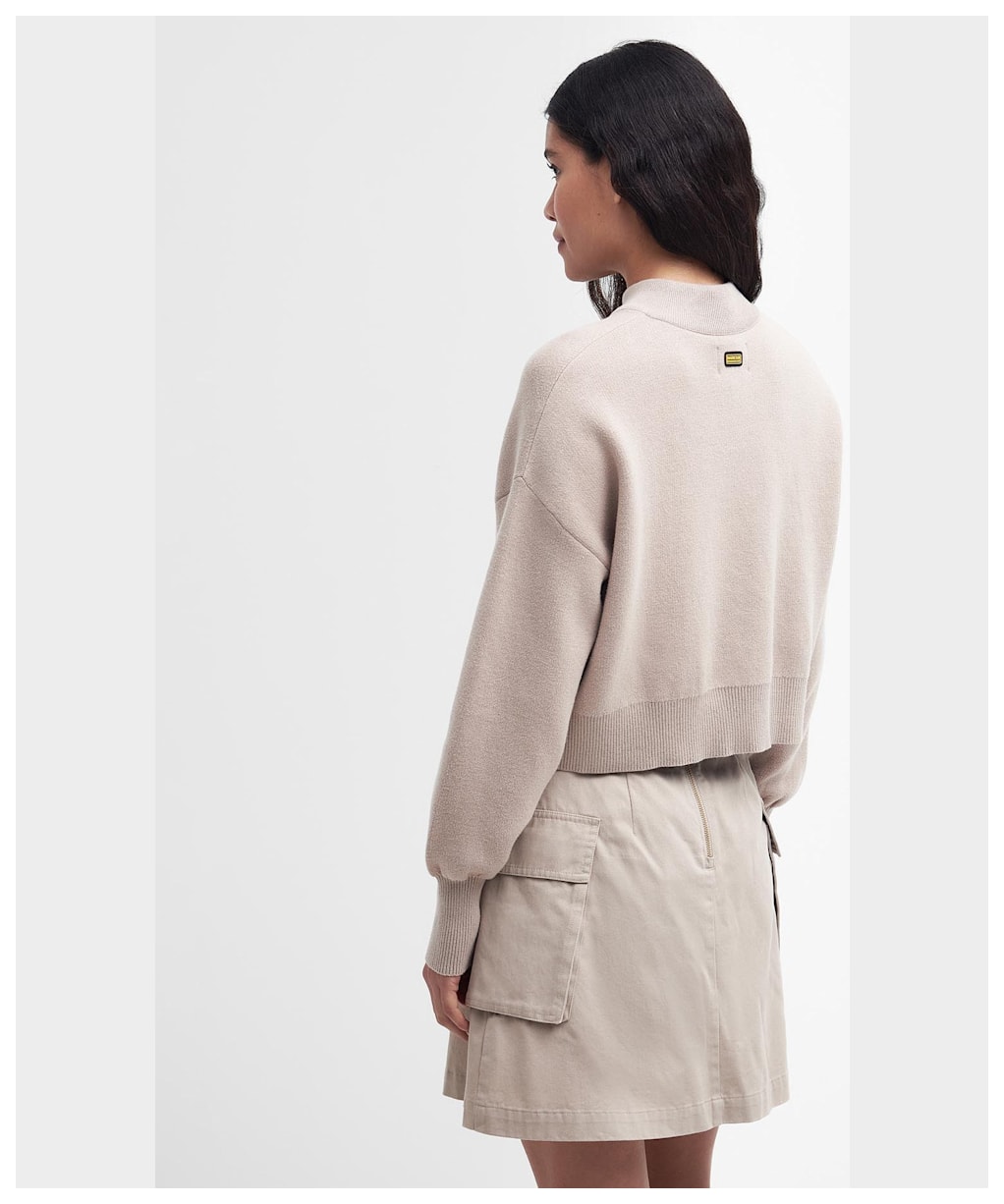 Women's Barbour International Kinghorn Zip Up Knitted Jacket - Oat