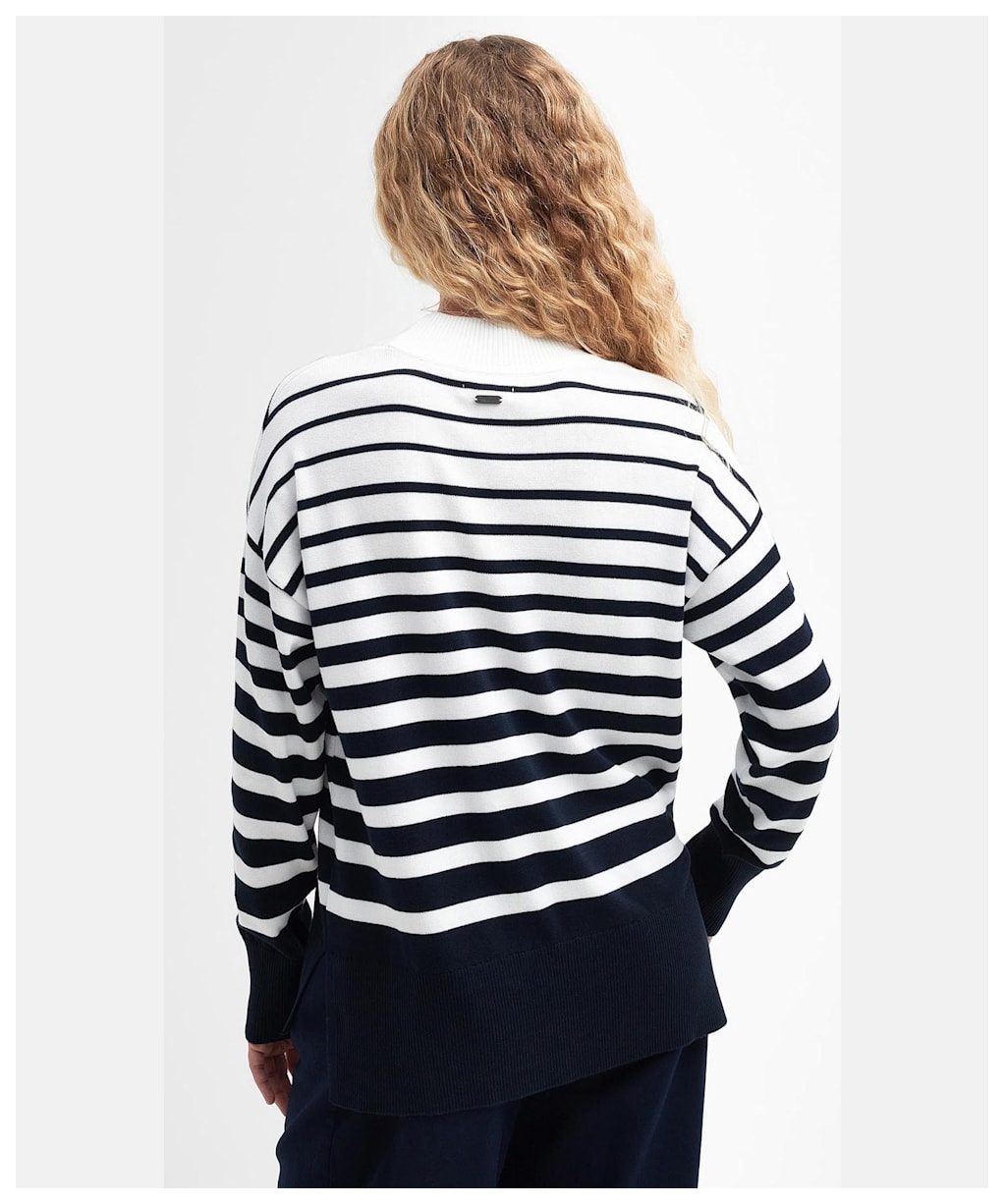 Women's Barbour Marloes Knitted Funnel Neck Jumper - Ecru Stripe