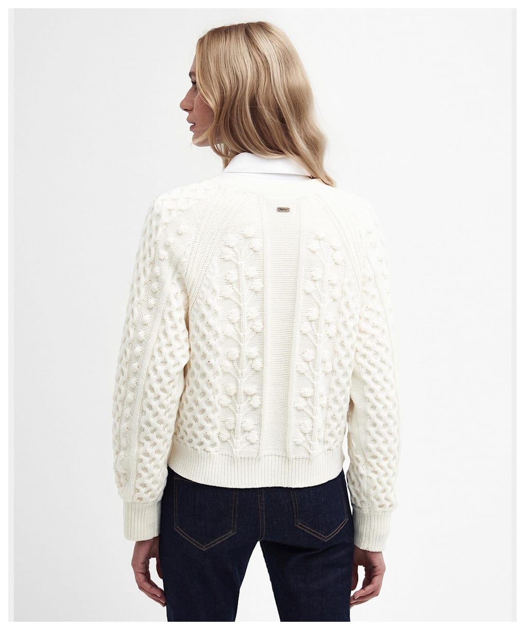 Women's Barbour Wallflower Knitted Bobble Stitch Cardigan - Aran Tropical