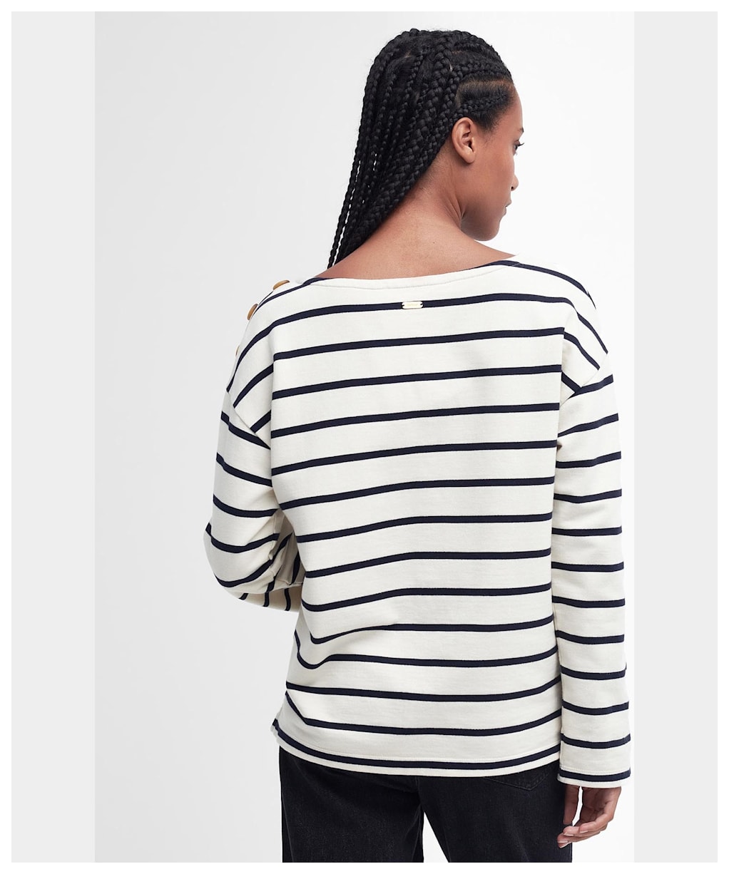 Women's Barbour Caroline Crew Neck Sweatshirt - Antique White Stripe