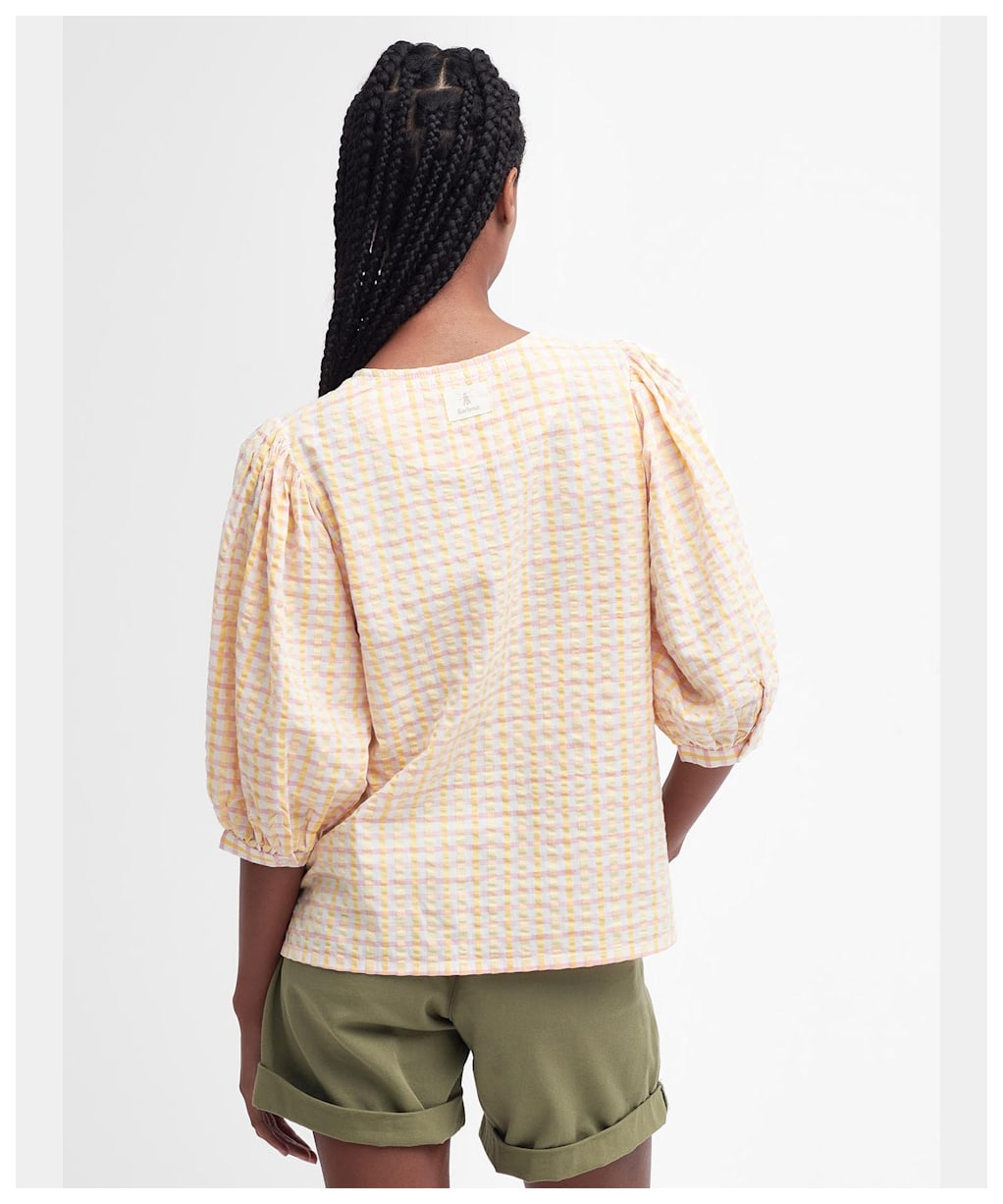 Women's Barbour Belmont Checked Seersucker Top - Mallow Pink Check