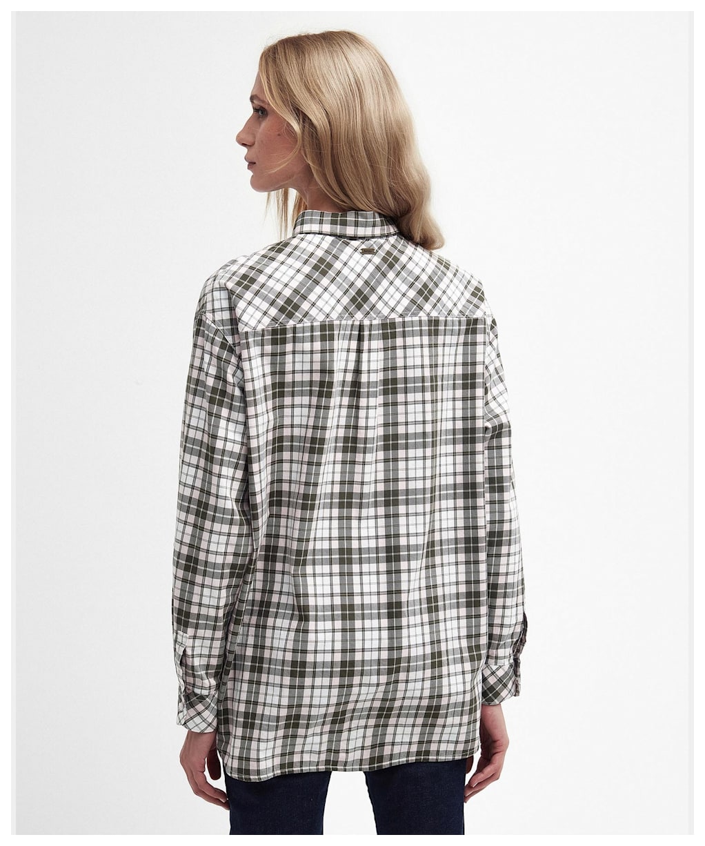 Women's Barbour Angelonia Oversized Cotton Shirt - Olive Check